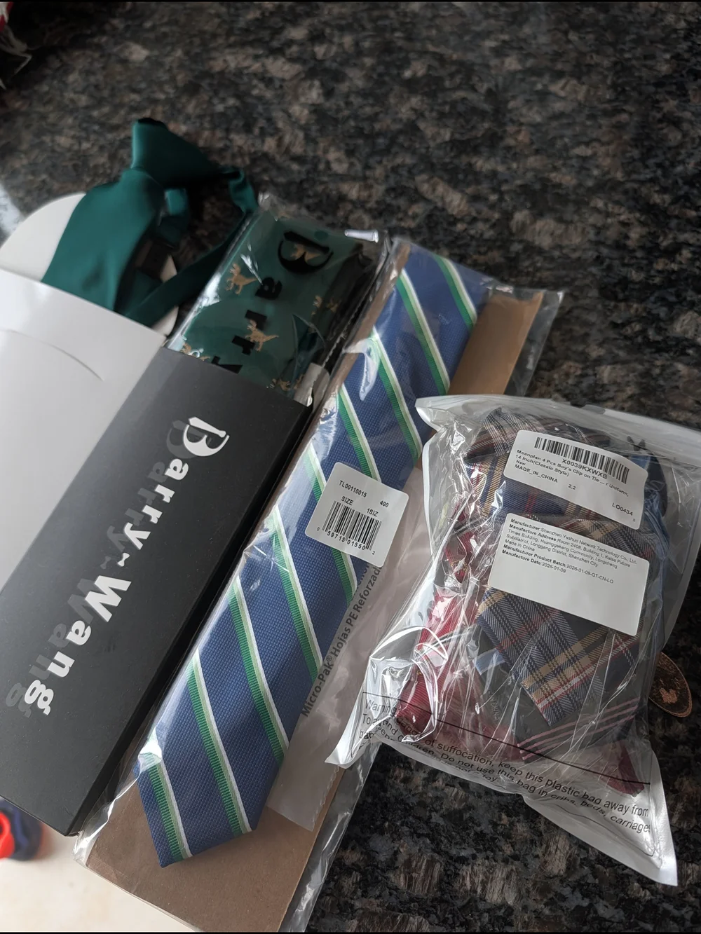 Boys Adjustable Ties - Green, Dino, Blue, Striped